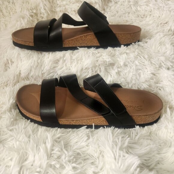 Skechers Arch Step Womens Black Sandals Size 9 With Memory Foam & Cork Sole - Picture 2 of 6